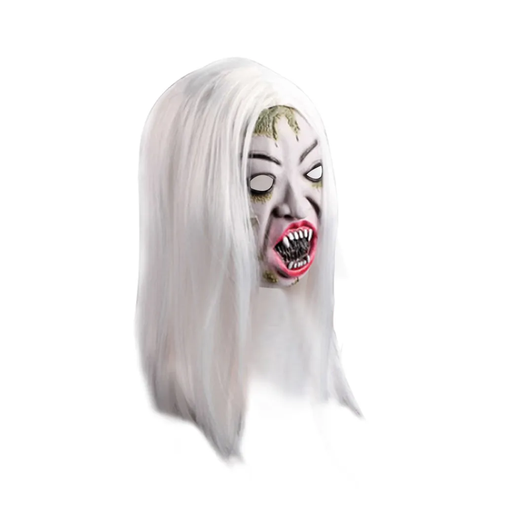navidad christmas decorations for home Halloween Cosplay Scary Bride with White Hair Mask for Adults Decor Props halloween