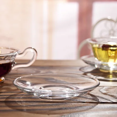 normal glass saucer Креативный стеклянный прозрачный кофе чай молочные напитки Десерт Кружка для молока на завтрак стеклянная кружка с ручкой и крышкой - Цвет: normal glass saucer
