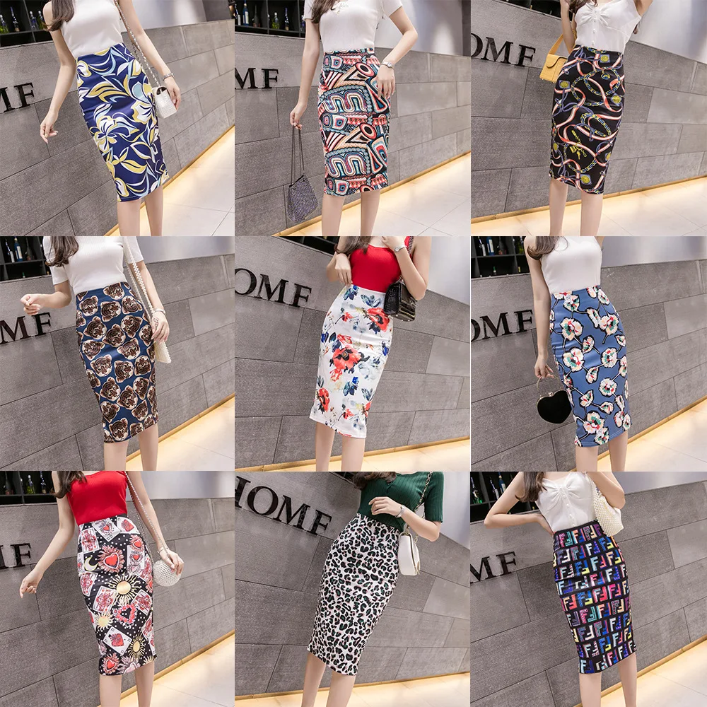 Moda vita alta Slim gonne stampa Sexy abiti estate donna Roupas matita Vintage floreale hot summer for 2021 tank strap designer | Женская