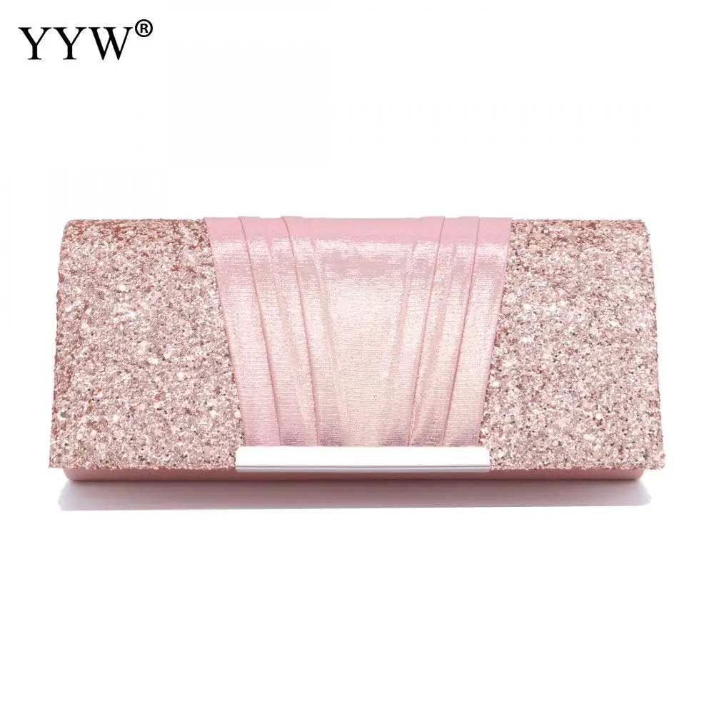 pink Elegant Women Clutch Bag Sparkling Sequin Patchwork Handbag Shoulder Bags Glitter Prom Party Evening Ladies Purse Long Wallet - Цвет: pink