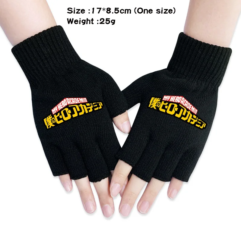 Мультяшные теплые вязаные вещи для зимы перчатки My Hero Academy модные полупальцевые варежки без пальцев аниме перчатки для мужчин и женщин - Цвет: S