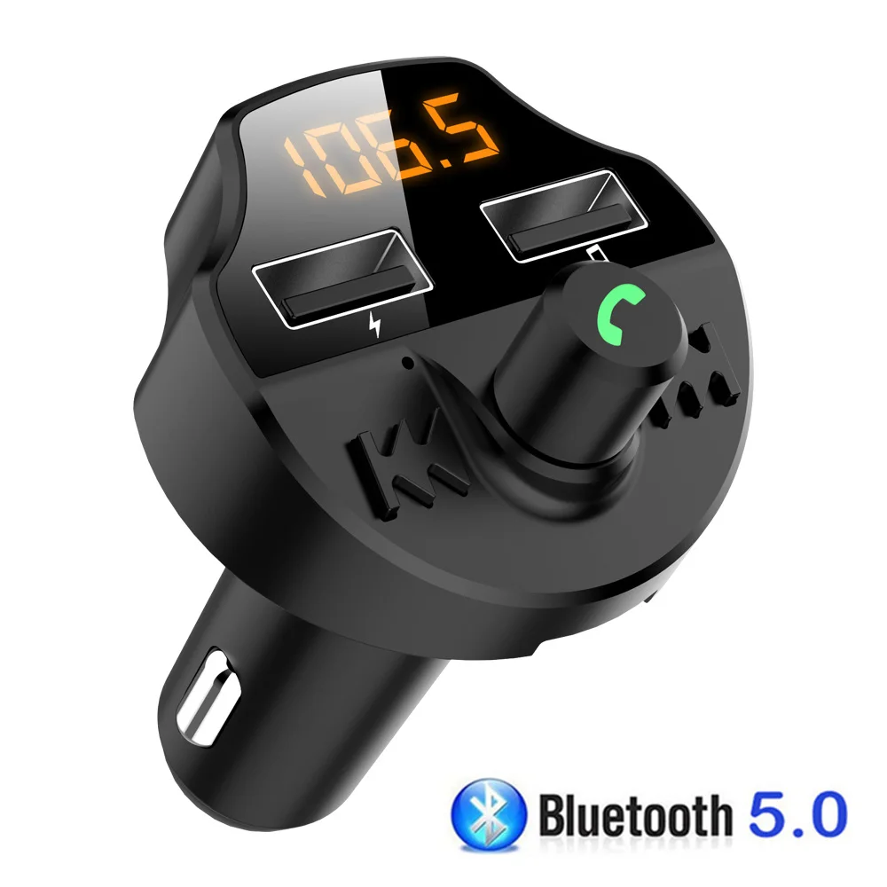 Bluetooth 5,0 автомобильный комплект громкой связи fm-передатчик 3.1A+ 1.5A Быстрый двойной USB зарядное устройство ЖК цифровой вольтметр TF карта U диск AUX плеер