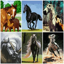 Serie de caballos AZQSD, pintura por números, regalo hecho a mano, pintura al óleo abstracta DIY, Kits de lienzo con números, decoración para el hogar de animales SZGD063(China)