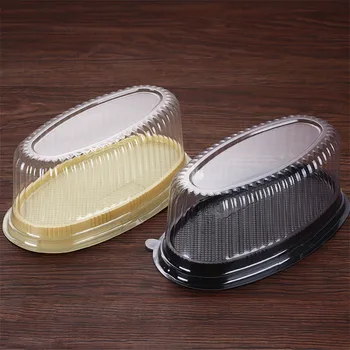 

Gold Black Transparent Oval Plastic Cake Mousse Packing box Cupcake Cheese Pastry Cream Container Case Wedding Festive Occasions