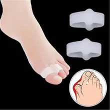 1 par de silicona dos agujero del dedo del pie separador Gel pie dedos dedo pulgar Valgus juanete Protector ajustador de Hallux Valgus protección cuidado de los pies