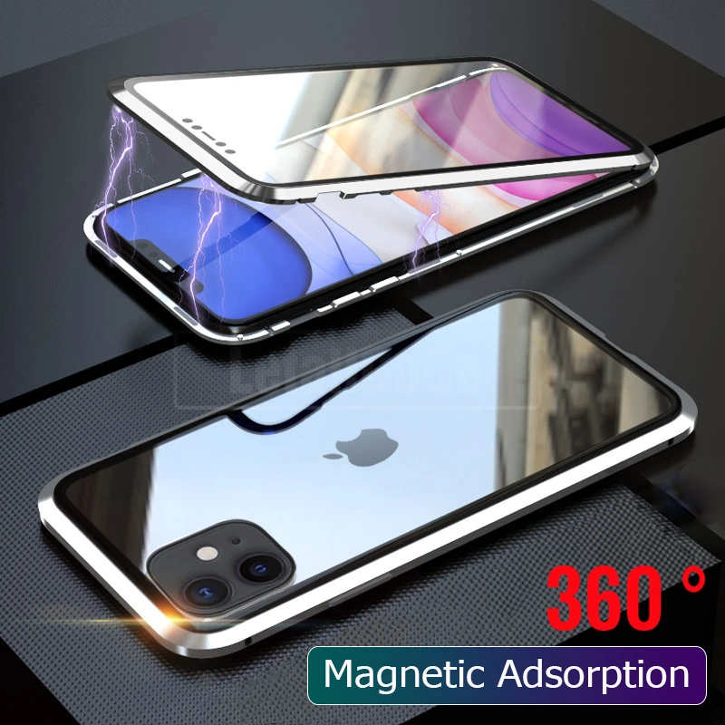 

Full Protection Phone Case For iPhone 11 Pro Max Case Cover 360 Magnetic case For iPhone 11Pro case Shockproof Metal Bumber