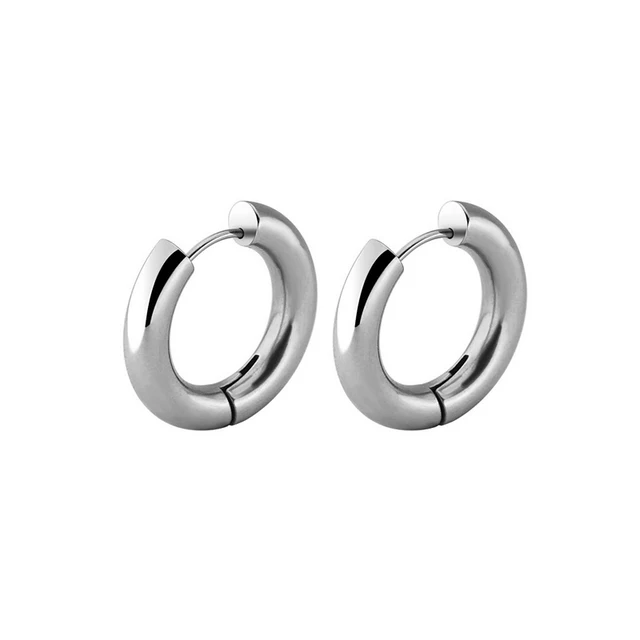 Gold Silver Color Stainless Steel Hoop Earrings for Women Small Simple Round Circle Huggies Ear Rings Steampunk Accessories 209024
