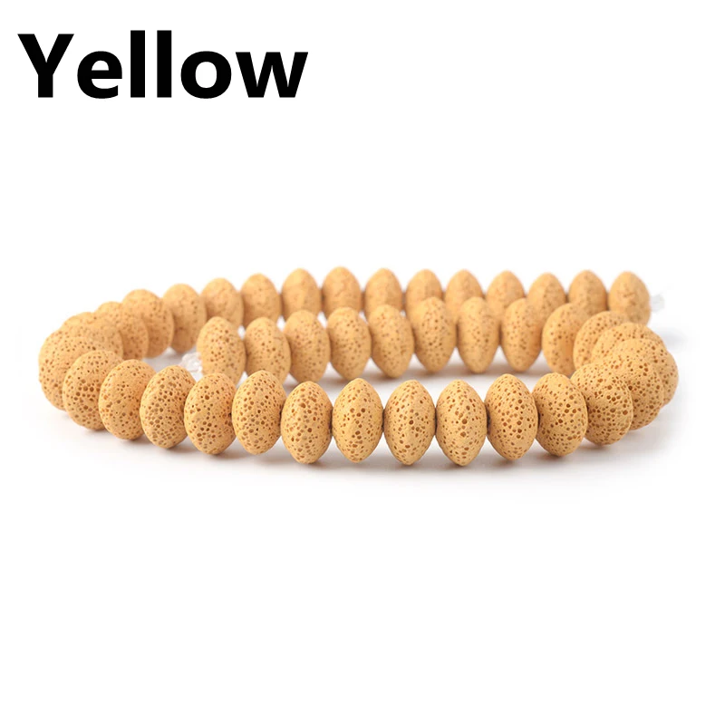 Yellow Мода натуральный НЛО форма изготовление бусин и ювелирных изделий вулканический камень свободные бусины для ожерелья браслет из бисера Diy 8 мм 10 мм - Цвет: Yellow