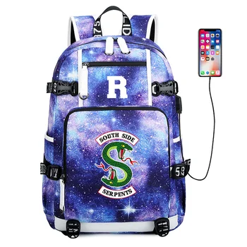 

Riverdale Sac A Dos Backpack USB Bag South Side Serpent Bag Pop Bags High School Student Bag Mochila Feminina Travel Back Pack