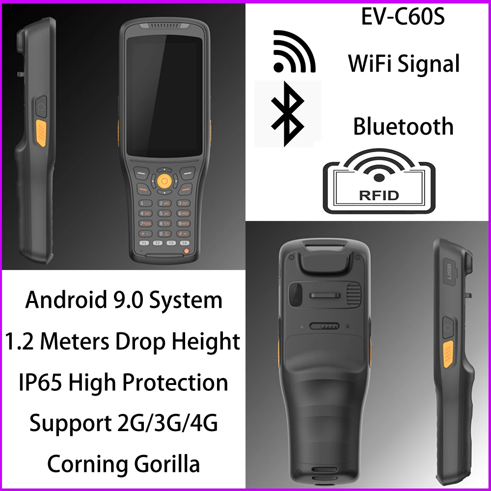 Evawgib Palmare Pda Android 9.0 Terminale Pos Robusto 1D 2D Scanner Di Codici A Barre Wifi 4G Gps Bluetooth Pda Lettore Di Codici A Barre Acquisizione