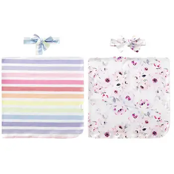 

Cute Newborn Baby Blankets Cotton Floral Print Blanket Muslin Swaddle Wrap Sleeping Bag+Headband 2Pcs Kids Baby Bath Towel