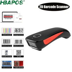 MINI Scanner de codes à barres 1D/2D, sans fil, Bluetooth, Portable, lecteur de codes QR, signal fort, HBA C990 