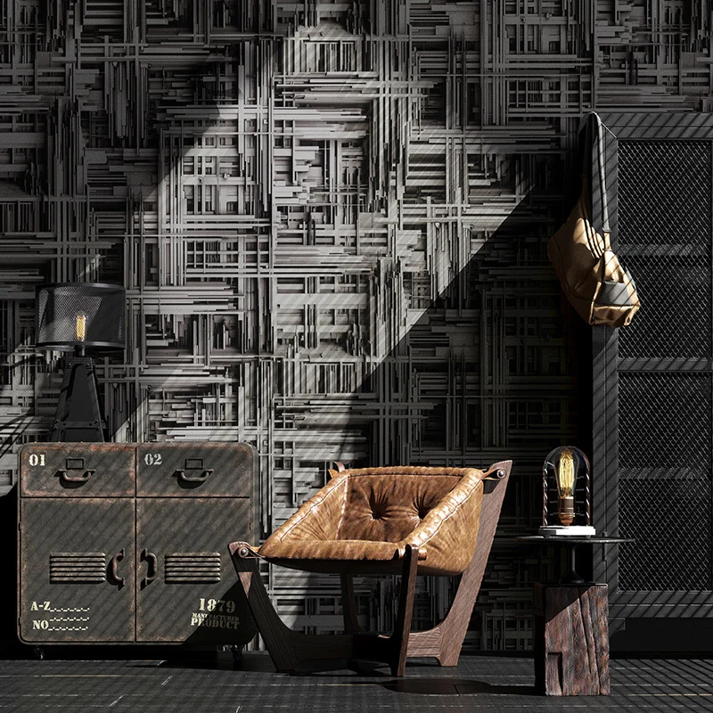 

Vinilos Pared Post Modern Metallic 3d Wall Papers Home Decor Black Grey Pvc Punk Wall Paper For Walls Papel Mural Rejilla Pared