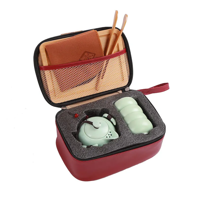 

Travel Tea Set Portable Kit Bag Household Kung Fu Ceramic Teapot Quik a Pot of Two Cup Gift Customization Logo