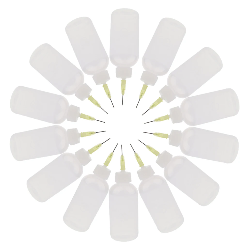 Glue Applicator Bottles Needle Tip Liquid Dropper Filling Bottles 50ml (Clear White Plastic) - 12 Pieces
