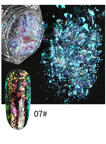 0,2 г алюминиевые хлопья блестки для ногтей порошок нерегулярный зеркальный эффект хамелеона Фольга Маникюр художественное оформление ногтей - Цвет: 7