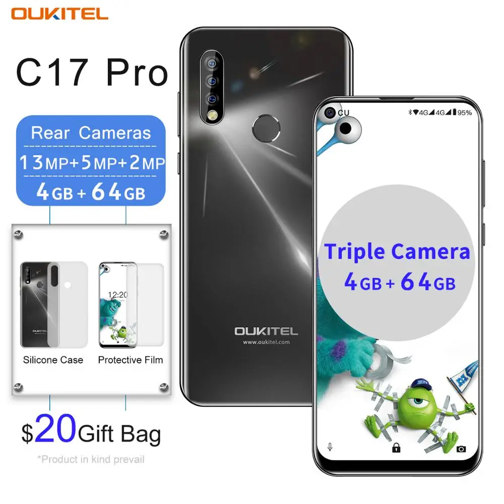 OUKITEL C17 Pro 6,35 ''Android 9,0 4 Гб 64 Гб Смартфон 19:9 MT6763 процессор отпечаток пальца Лицо ID Восьмиядерный 3900 мАч 4G мобильный телефон