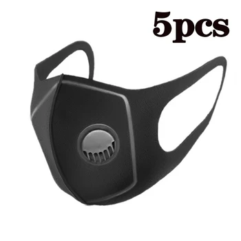 

5pc Black Breathable face mask Anti PM2.5 Pollution Mask Unisex Anti Dust 3D Mouth Cover Mask Filter washable reusable mask