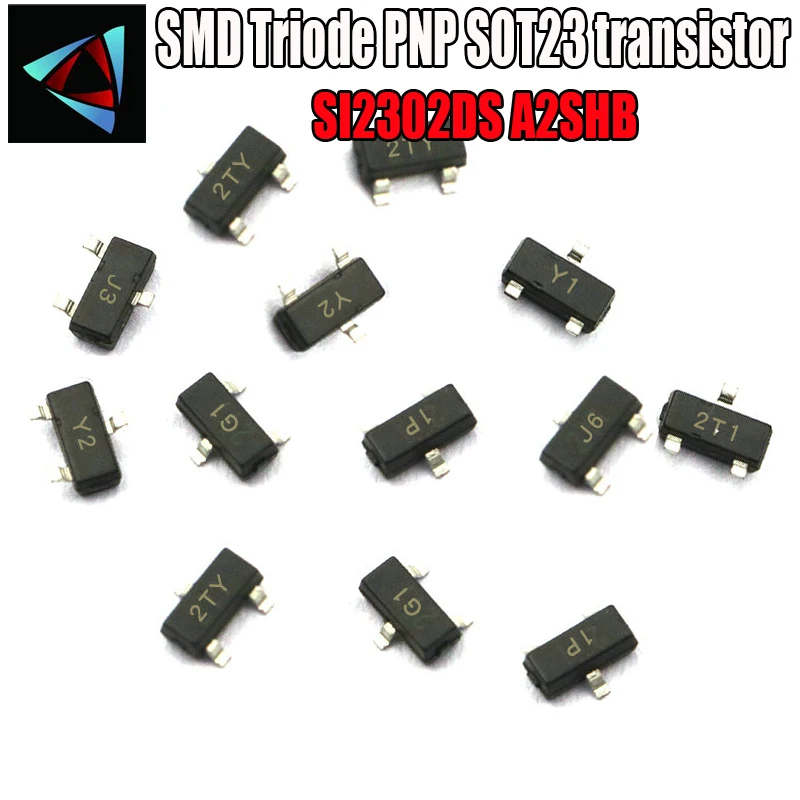100 шт. SI2302DS A2SHB СОТ-23 SOT SMD CR NPN SMD СОТ-23 поверхностный светодиод Триод PNP SOT23 транзистор