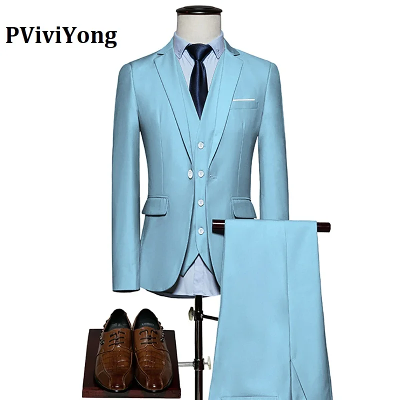 

PViviYong brand 2019 high quality suit menwedding Dinner party interview suit Three-piece (Jackets + Vest + Pants) 522