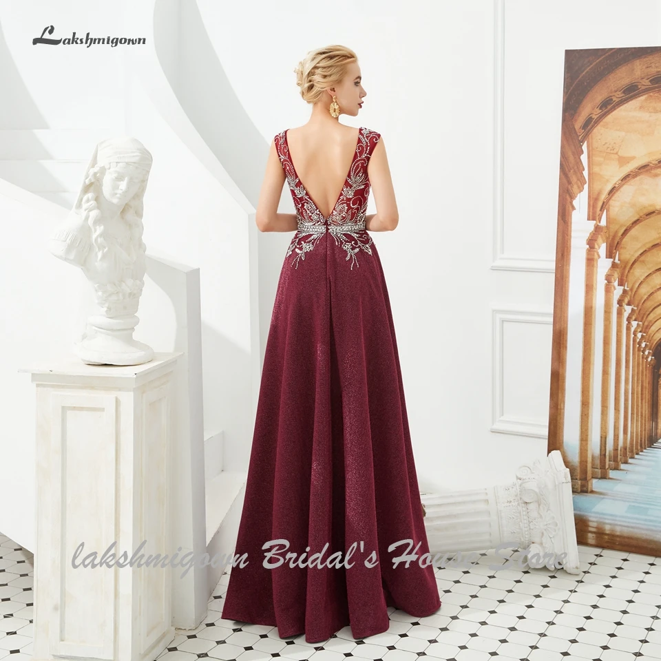 Lakshmigown Роскошные вечерние платья сексуальные женские вечерние платья бордовые длинные платья с открытой спиной Robe de Soiree