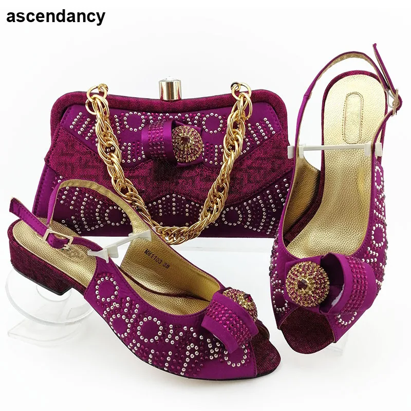 

New Fashion African Matching Good Quality Shoe and Bag Set 2020 In Women Wedding Shoe African Wedding Italian Shoe and Bag Sets