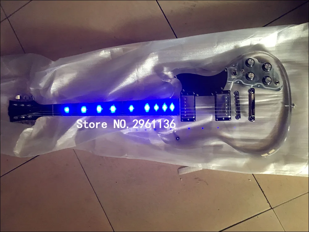 Высококачественная китайская электрогитара, акриловая гитара со светодиодный подсветкой, изготовленная на заказ электрогитара