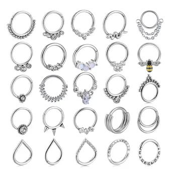 코 피어싱 링 힌지 세그먼트 지르콘 격막 피어싱 리모콘 오팔 귀 연골 Tragus 헬릭스 립 Nariz Pircing Cuff Goth