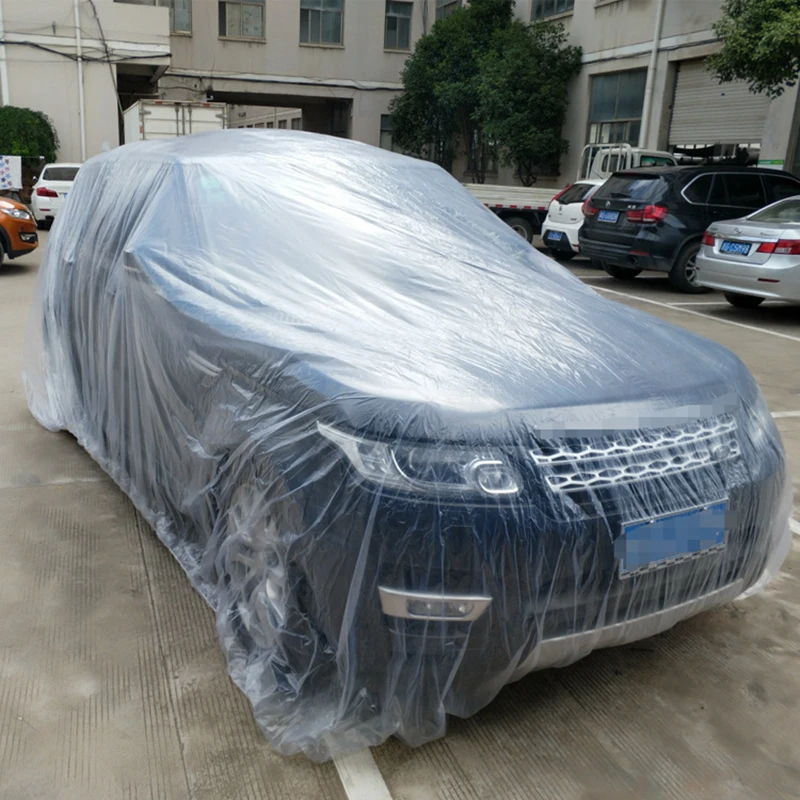 Для автомобиля Универсальный одноразовый автомобильный чехол водонепроницаемый прозрачный пластиковый пылезащитный чехол