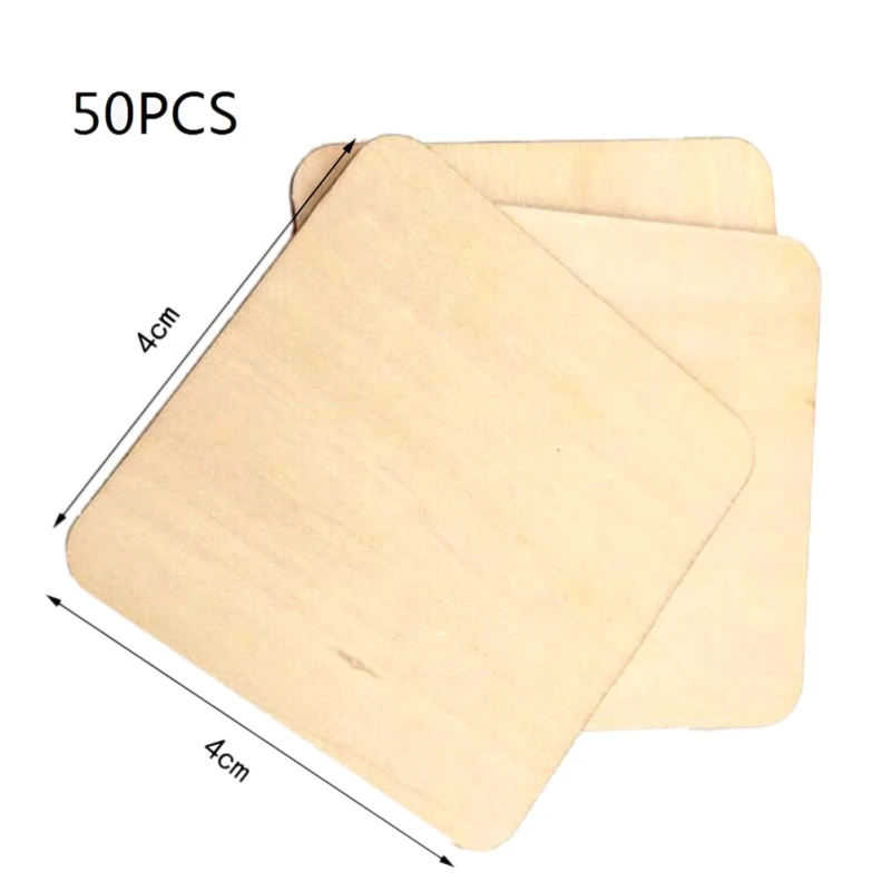 Natural Wood Chips Blank Plaque Building Model DIY Craft Pyrography Projects Games Scrapbooking Unfinished Wood Pieces Basswood - Цвет: 40mm 50pcs