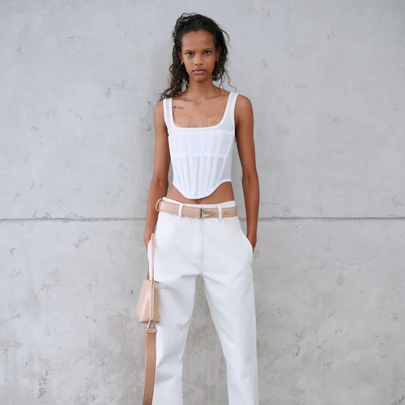 Waliicorners Sleeveless Push Up U Neck Vest Sold White Slim Fit Tank Tops Vintage Irregular Crop Tops 12 H6ae5ed6296c742d6904be51f2427a227W