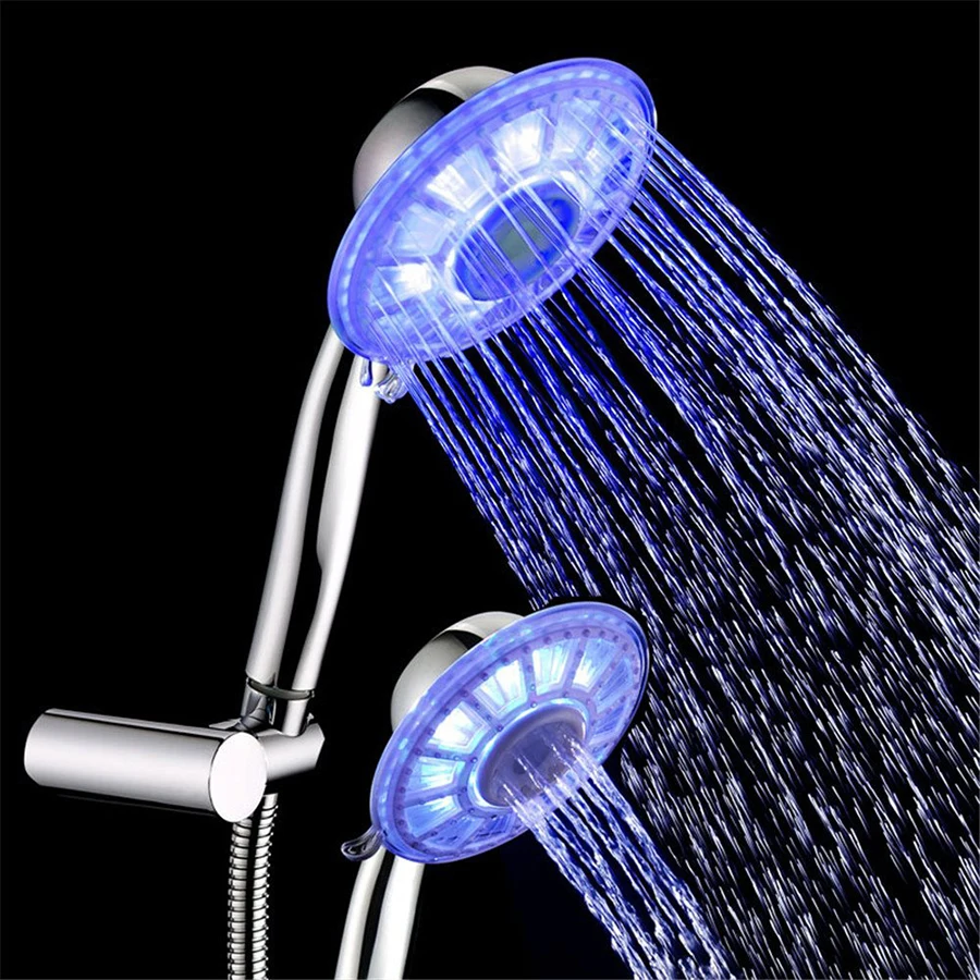 

Overhead Rain Sprayer LED Light High Pressure Adjustable Pure Bath Shower Head Water Saving Temperature Control Hand Hold Nozzle