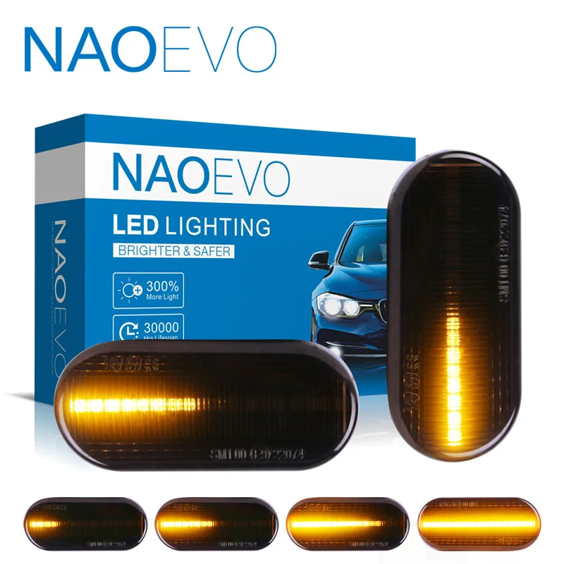 

NAOEVO T10 LED Car Dynamic Side Marker Light W5W Socket Auto Turn Signal Lamp 194 For Passat Accessories Indicator Blinker Bulb