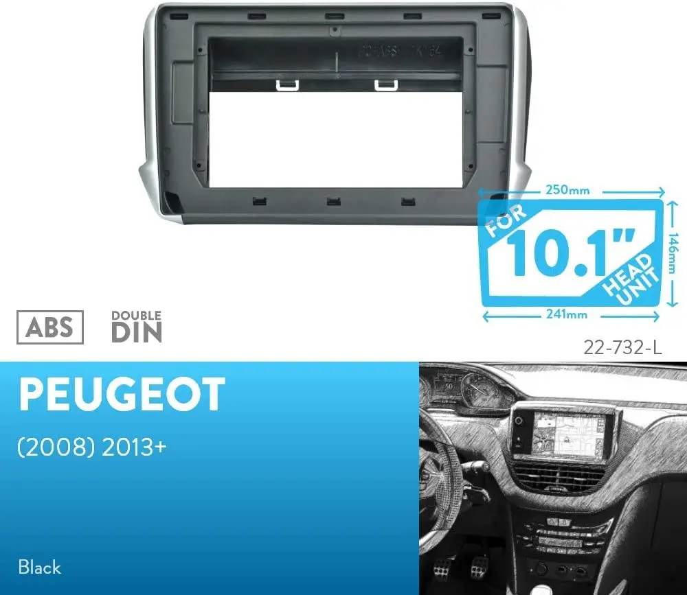 10 1 дюймовая Автомобильная радиоустановка Facia панель для 2013 + PEUGEOT 2008 Fascia Dash Kit