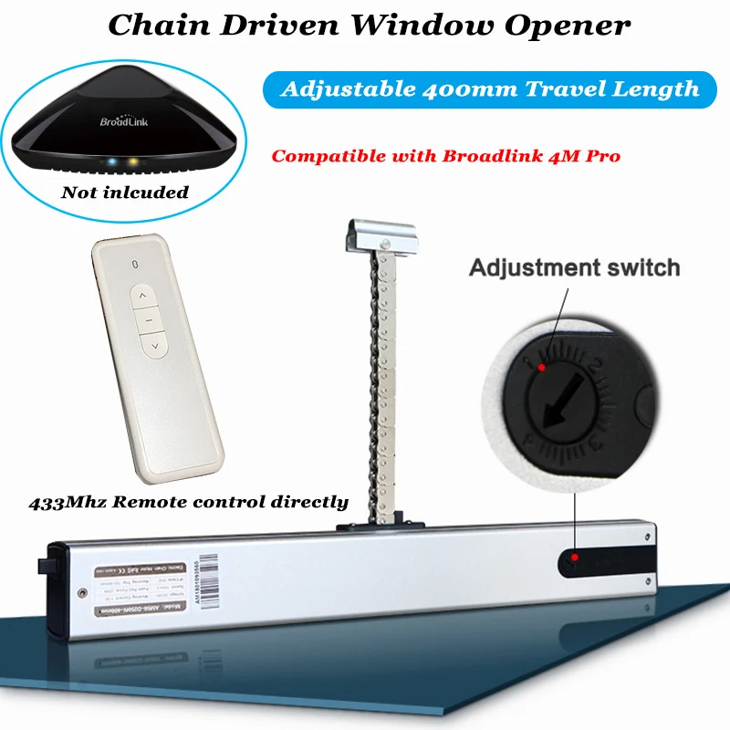 Operador de Janela Ajustável Automático Aberto Fechar Janela Skylight Atuador Motor Estufa Driver Broadlink Alexa Ifttt 220 v