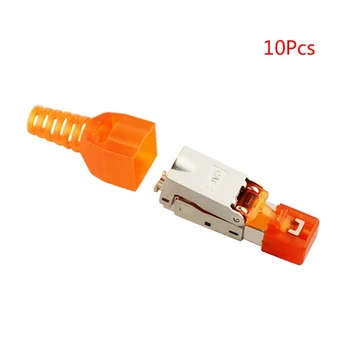 

10pcs/set Tool-Free Zinc Alloy Shielded RJ45 Cat 7 Terminal Plug Cat7 Connector