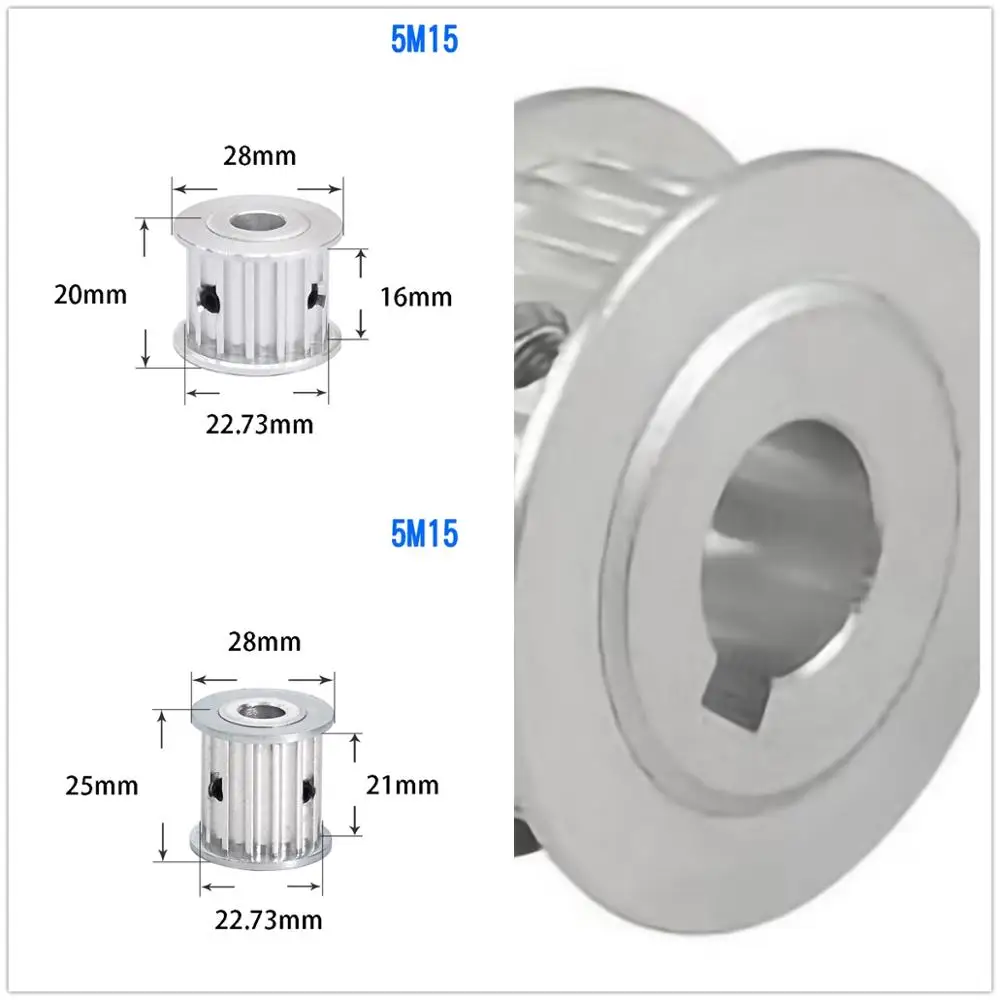 1Pcs AF Type 15-22 Teeth 5M Timing Belt Pulley Slot Width 16mm/21mm Key Bore 8-19mm For 15mm/20mm Belt CNC/Step Motor