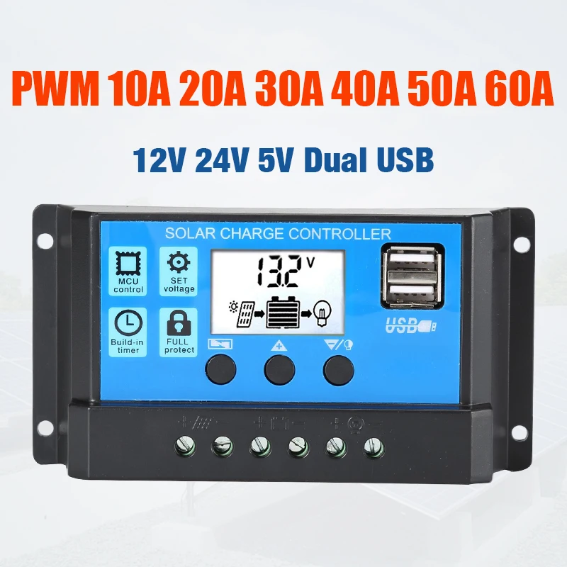 10A/20A/30A LCD Solar Panel Battery Regulator Charge Controller Dual USB 12V/24V 10A/20A/30A LCD Solar Panel Battery Regulator Charge Controller Dual USB 12V/24V