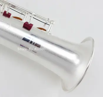 Roullinsar-Saxofón Soprano plateado mate, RSS-X6, tubo recto, Plano B, con accesorios