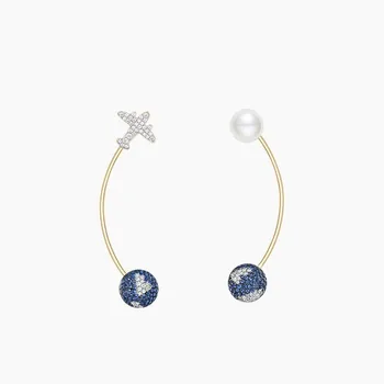 

Brand Fashion Mirco Inlay Cubic Zirconia Earth Earrings Travel around the world CZ Sterling silver Fashion Brand Women Jewelry