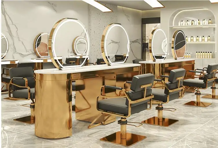Barbershop mirror Hair salon dedicated floor ironing and dyeing table Hair salon hair cutting mirror