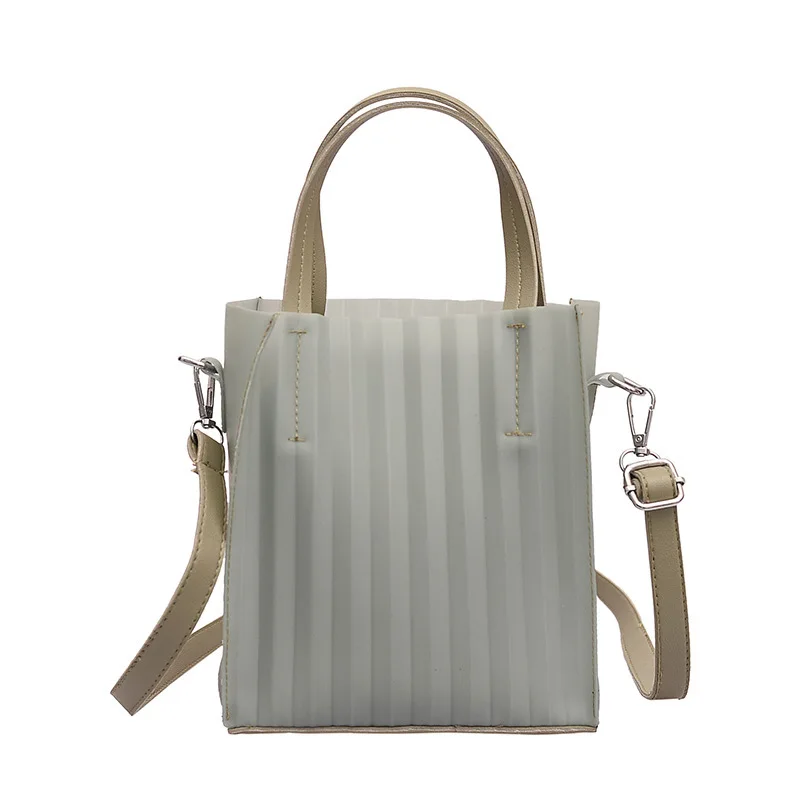 

Foreign Trade Bags Hot Selling 2019 New Style Transparent Gel Bag Hand Shoulder Different Size Bags Two-Piece Set Pleated