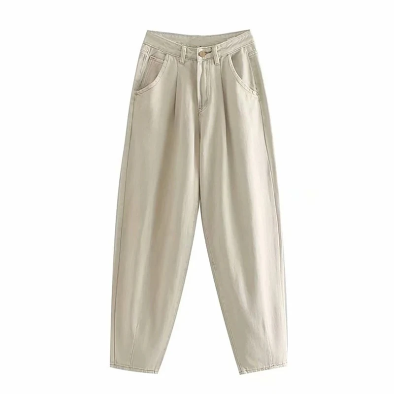Light Khaki Осенние новые женские длинные свободные джинсовые штаны с завышенной талией более размера редиски Джинсы женские зимние повседневные дикие размера плюс синие джинсовые комбинезоны - Цвет: Light Khaki