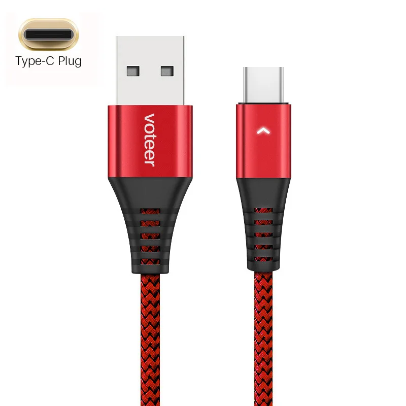 Voteer 3A Micro USB кабель для зарядки мобильных телефонов type-C 8-контактный кабель для быстрой зарядки кабель для передачи данных для iPhone samsung - Цвет: Red Type-C
