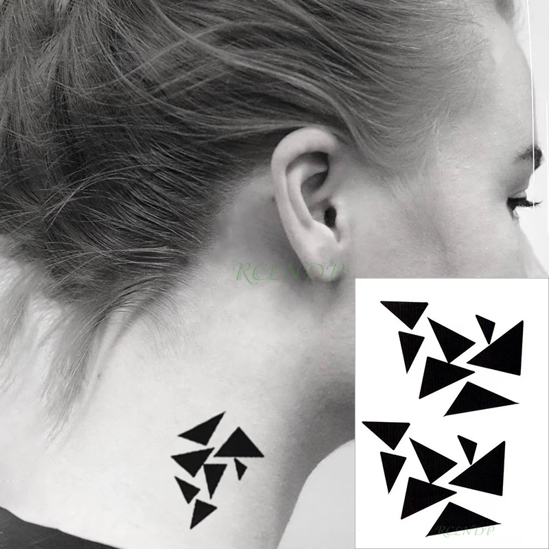 Temporary Tattoos Waterproof Tattoo Sticker Triangle Geometric Pattern  Black Fake Tatto Flash Tatoo Hand Leg Arm Back For Kid Men Women