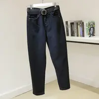 2021 autumn new jeans women's plus size Korean version of loose and thin high-waist straight-leg pants fashion ins hot sale C116 6