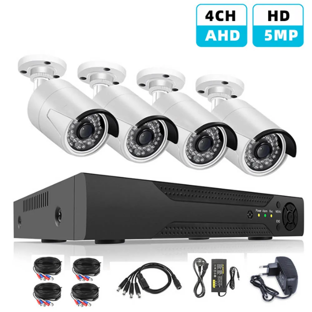 H.265 HD 8CH DVR комплект 5MP AHD наружная Водонепроницаемая камера CCTV камера система домашней безопасности комплект видеонаблюдения приложение вид ИК - Цвет: 4Ch Camera System