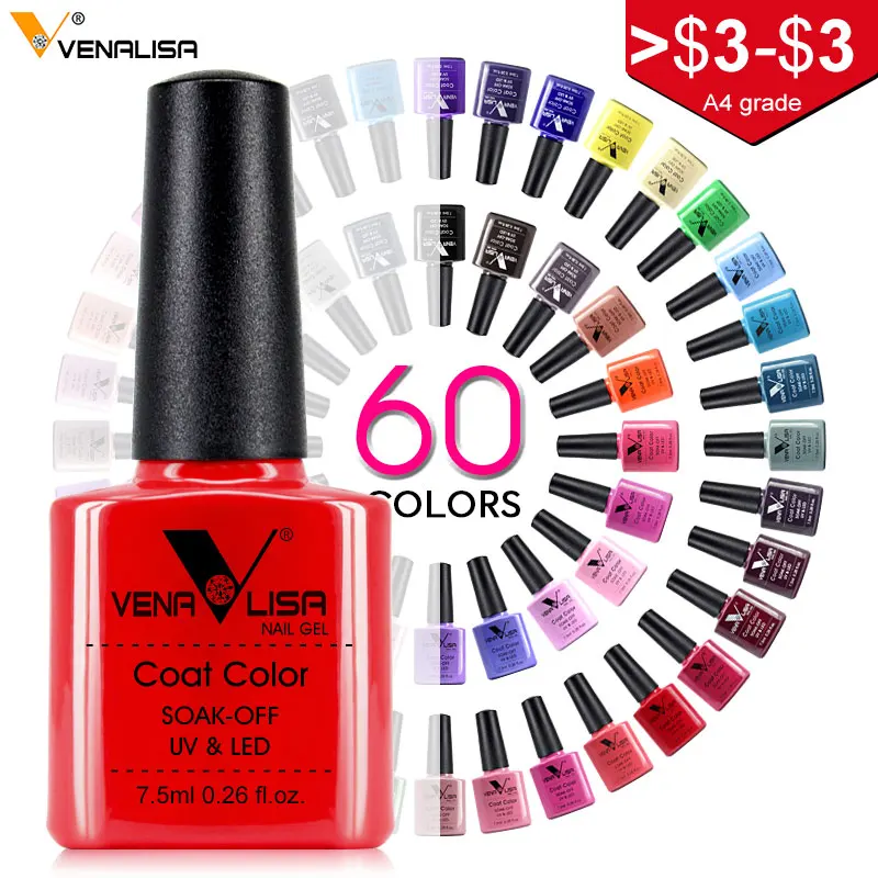 

#61508 Free Shipping Nail Art Venalisa New 60 Colors 7.3Ml Soak Off Gel Polish UV Gel Nail Polish*1 PC