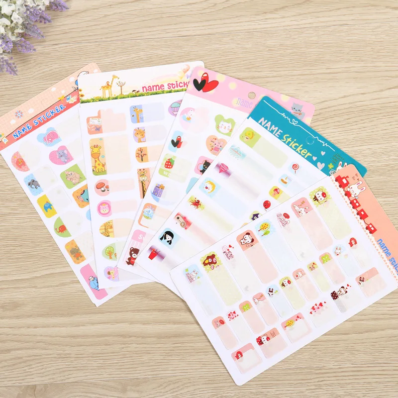 

5 Sheets 11.5*19cm Kawaii Name Sticker Self-adhesive Label for School Students Personalized Waterproof Sticky Tags of Name
