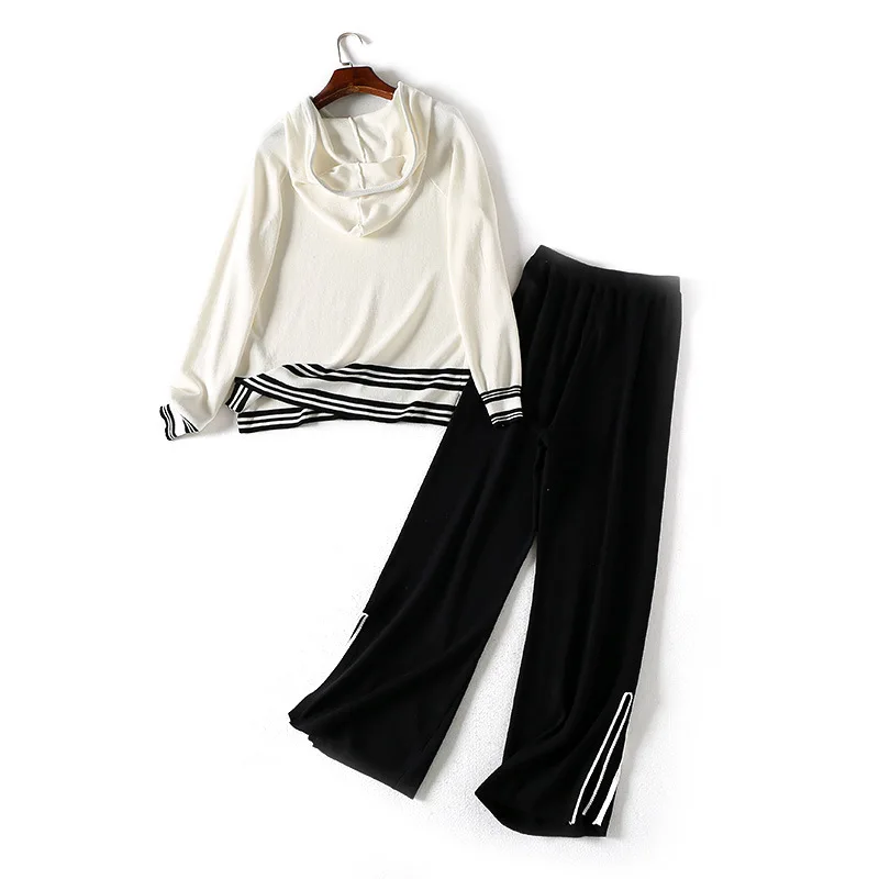 

A Generation of 19 New Style Fashion Hooded Sweater Elastic Waist Hip Circumference Joint Casual Athletic Pants Entity